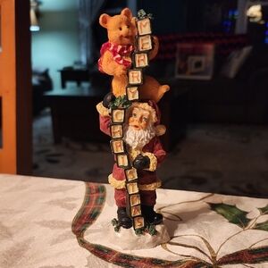 Santa and Bear Christmas Figurine